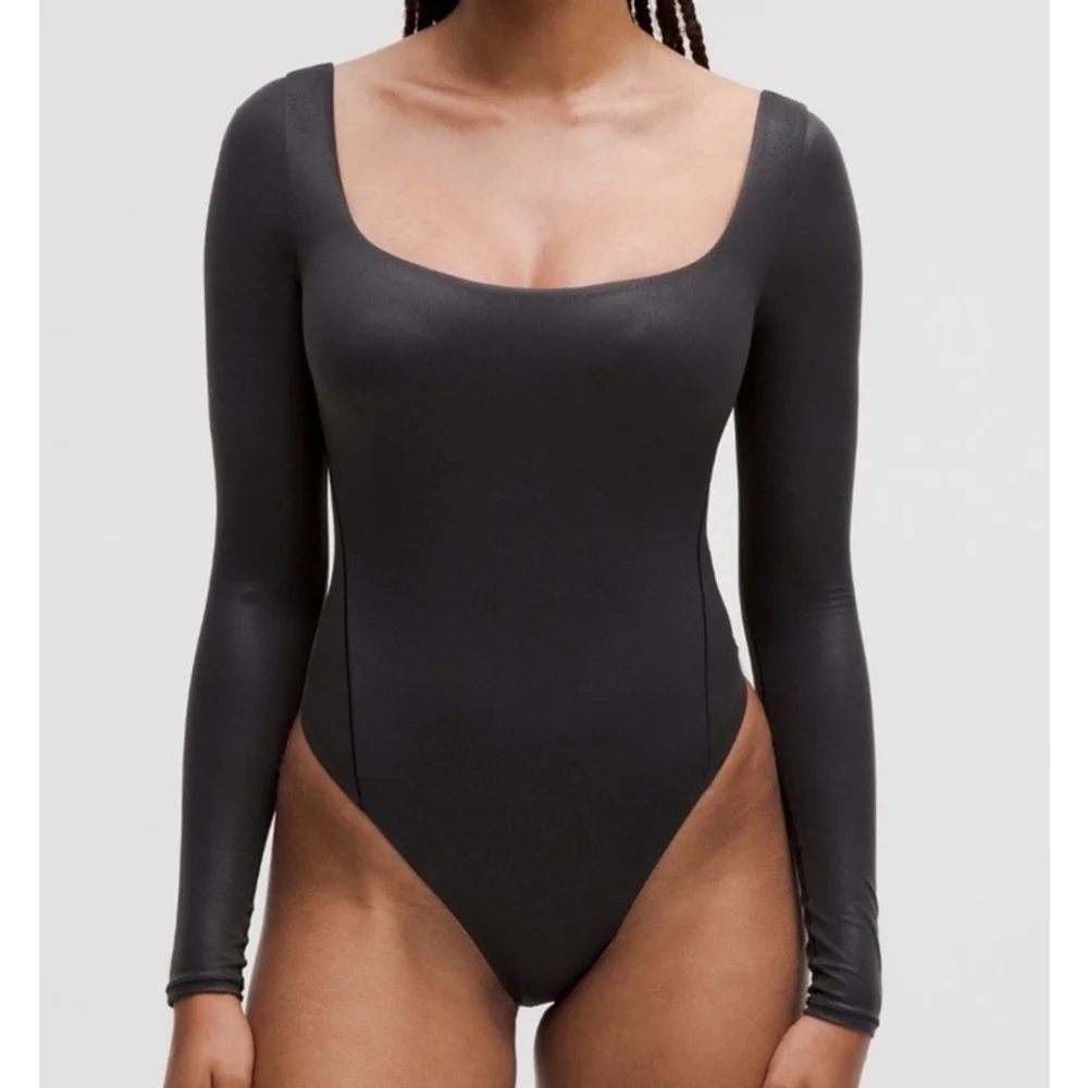 LULULEMON WUNDERMOST SQUARE-NECK BODYSUIT BLACK SHINE COLOR SIZE X-SMALL NWT - Picture 1 of 10